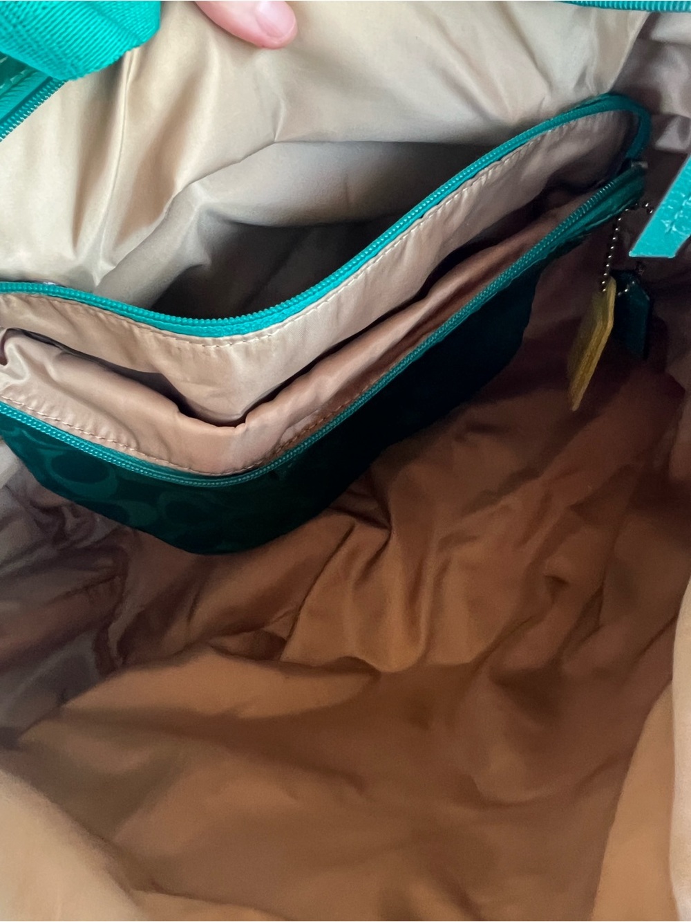Coach Green and Blue Signature Tote Bag clean inside/ weekender bag - Picture 8 of 13